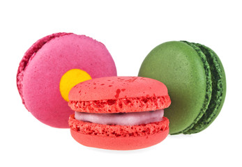 A french sweet delicacy, macaroons variety closeup.