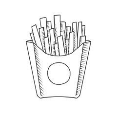 vector illustration of an isolated cartoon hand drawn french fries