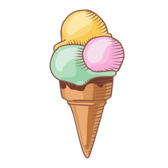Hand-drawn icecream in cone sketch