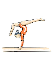 Illustrazione di ginnastica artistica durante una competizione