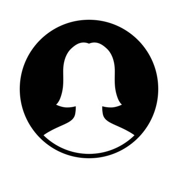 Female user account profile circle flat icon for apps and websites 