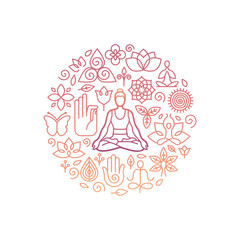 Vector logo design template - emblem for yoga class