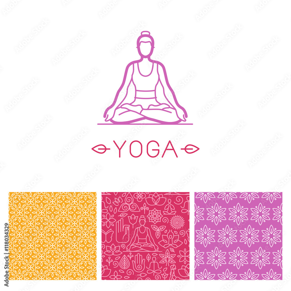 Poster Vector set of logo design template and seamless patterns - emble