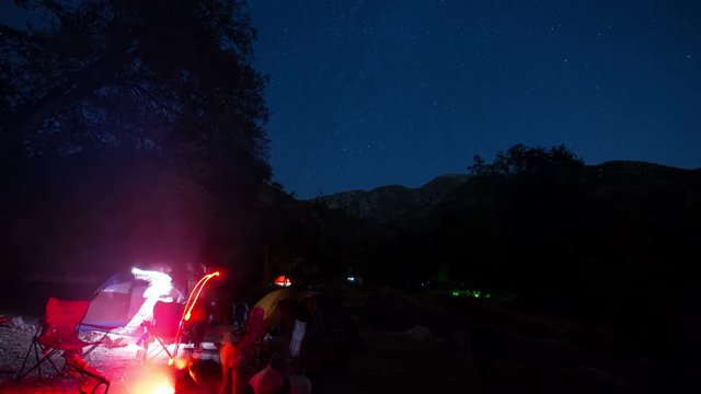 Under Starry Sky 02 Time Lapse Stars and Campfire