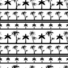Seamless pattern with palm trees, borders