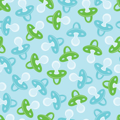 Background green and blue cartoon latex baby nipple for newborn boy.