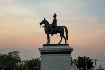 King Rama V statue in Thailand, In the evening.
