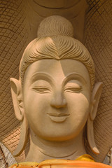 Closeup sandstone buddha statue 