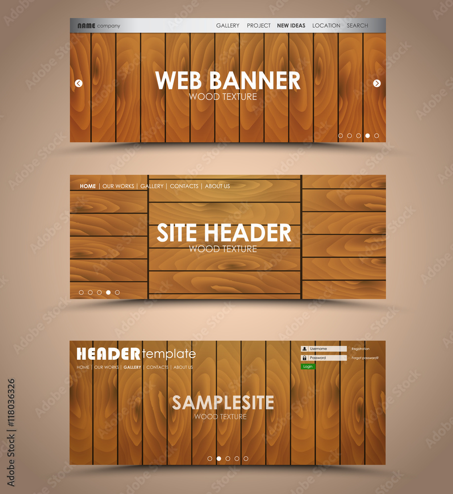 Poster set of wooden web header