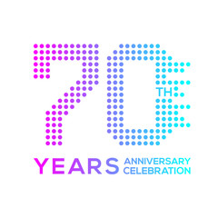 70 years anniversary with a circle,dotted,digital,technology logo