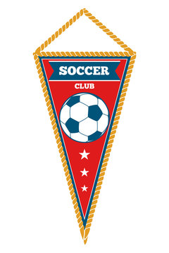 Red triangle soccer pennant isolated white