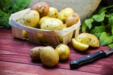 raw potatoes on the table
