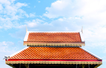 Temple roof and clear sky, architecture Northern Thailand