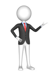 3d  businessman presenting Isolated white background