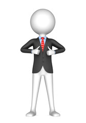 3d render businessman showing thumbs up isolated on white backgr