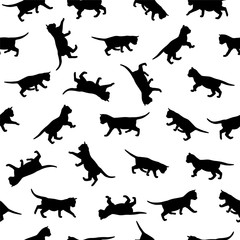 Seamless patten - kitten silhouettes