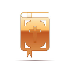 Fototapeta premium Gold Bible icon on white background. Vector Illustration