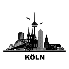 Köln Panorama Skyline Wandtatoo Sehenswürdigkeiten Kölner Dom Hohenzollernbrücke Rathaus Triangle Stadtansicht Städtetour Tourismus © Jyll