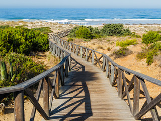 The gateway to the beach of La Barrosa, Cadiz, Spain