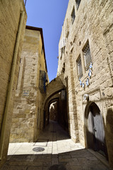 Fototapeta na wymiar Ancient streets in Old City of Jerusalem.