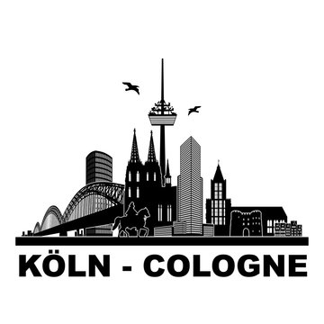 K&ouml;ln Panorama Skyline Wandtatoo Sehensw&uuml;rdigkeiten K&ouml;lner Dom Hohenzollernbr&uuml;cke Rathaus Triangle Stadtansicht St&auml;dtetour Tourismus