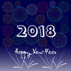 Vector illustration of Colorful fireworks. Happy new year 2018 theme