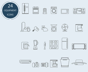 Line icons of home appliances.