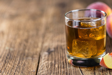 Fresh made peach ice tea (selective focus)
