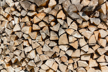 Woodpile texture of birch wood.