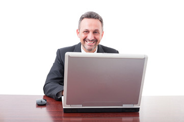 Successful executive business person using computer