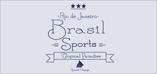 Brasil sports card with stars over silver background, in outlines. Digital vector image