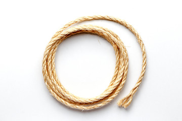 coiled rope on a white background close up