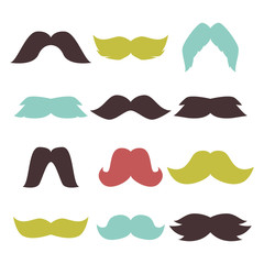 Face accessory party set fun mustache hipster beard character vector