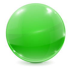 Green glass ball. 3d shiny sphere