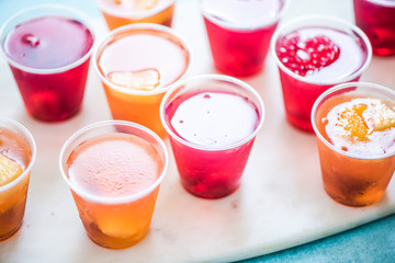 natural fruity jelly in plastic cups
