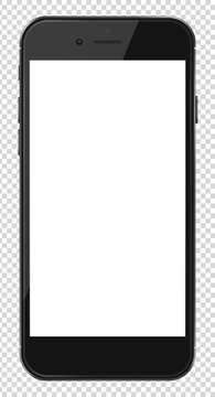 Smart phone with blank screen isolated on transparent background