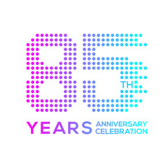 85 years anniversary with a circle,dotted,digital,technology logo
