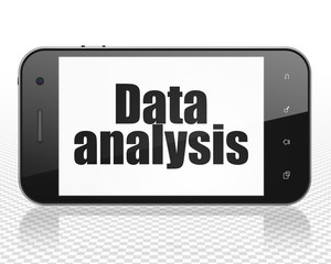 Data concept: Smartphone with Data Analysis on display