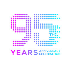 95 years anniversary with a circle,dotted,digital,technology logo