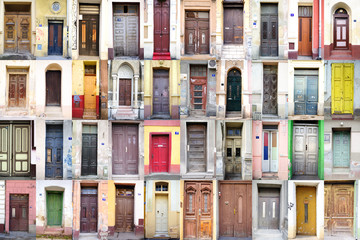 collage with old wooden doors