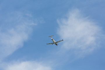 Fototapeta na wymiar Single Prop Plane from Below