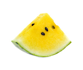 yellow watermelon slices on white background
