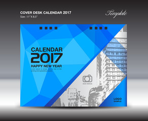 Desk Calendar for 2017 Year, Blue Cover Desk Calendar, vector, Brochure flyer, poster, advertisement, book