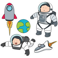 vector set of astronaut