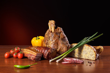 Assorted smoked meat products