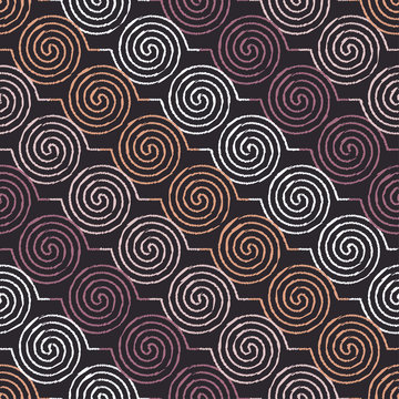 Ethnic boho seamless pattern with curls. Print. Repeating background. Cloth design, wallpaper.