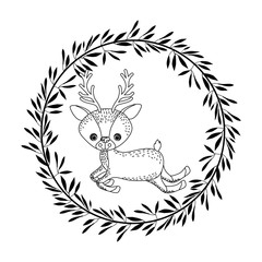 animal drawing within wreath icon vector illustration graphic