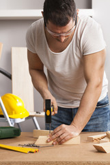 Carpenter working on a project