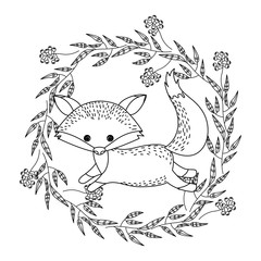 animal drawing within wreath icon vector illustration graphic