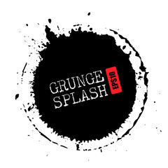 Grunge splash circle vector illustration - obrazy, fototapety, plakaty